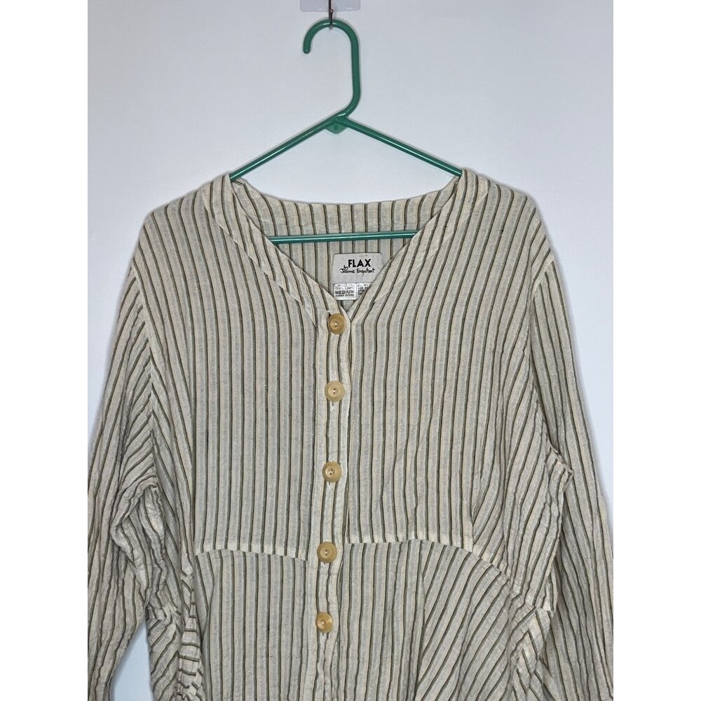 Flax Linen Button Front Jacket Shacket Textured S… - image 2